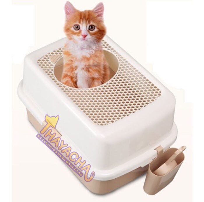 Arenero cerrado para gato grande