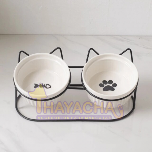 Comedero doble de cerámica para perros y gatos, cuenco elevado de cuello alto para beber, accesorios para platos de comida y agua