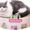 Rascador Cama para Gato Redondo Rosa con Huellas
