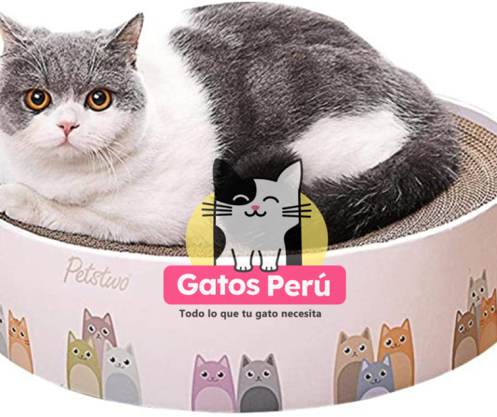 Rascador Cama para Gato Redondo Rosa con Huellas