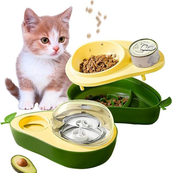 Alimentador para gatos con forma de aguacate, juego de dispensador automático de agua para gatos, comida lenta elevada, para perros y gatos pequeños y medianos, color verde - Image 4