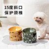 Cuenco de cerámica para comer gatos y perros, protección contra vuelco para vértebras cervicales, productos para mascotas, cuenco de boca oblicua-amarillo