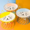 Cuencos para gatos, plato elevado de cerámica para gatos con soporte de metal, cuenco elevado de comida para gatos para gatitos, gatos y perros pequeños de interior, apto para lavavajillas,