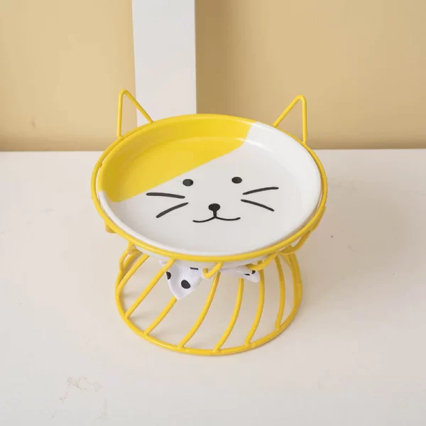 Cuencos para gatos, plato elevado de cerámica para gatos con soporte de metal, cuenco elevado de comida para gatos para gatitos, gatos y perros pequeños de interior, apto para lavavajillas, - Image 4