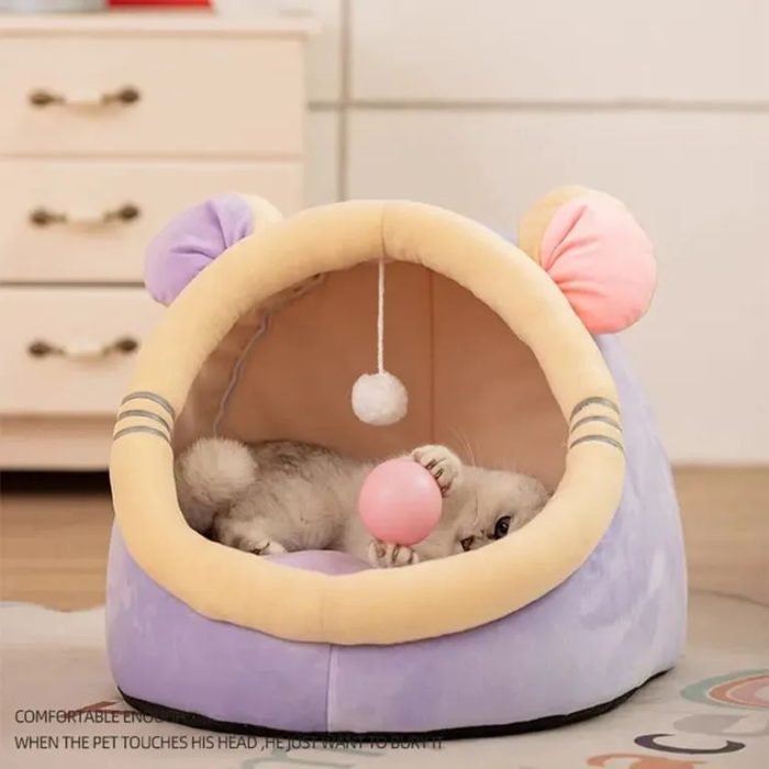 cama para gatos cueva peru Cama cueva con pompón