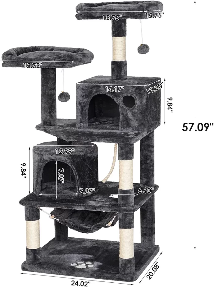 Gimnasio para gatos con 2 casas y 01 hamaca