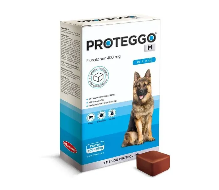 Proteggo Masticable  para Perros de 20 - 40 kg (Protección mensual Antipulgas y Garrapatas)
