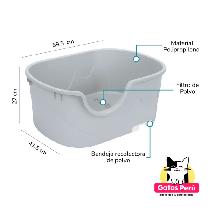 Arenero XL para Gatos Grande con Filtro de Polvo