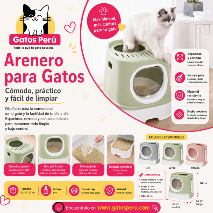 arenero gatos cerrado gatos peru Arenero para Gatos Cerrado: Espacioso y Fácil de Limpiar