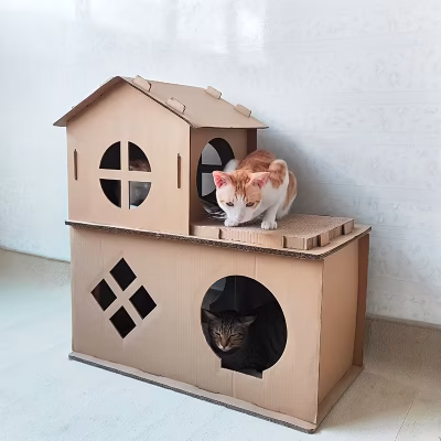 Casa de Cartón para Gatos Doble Piso