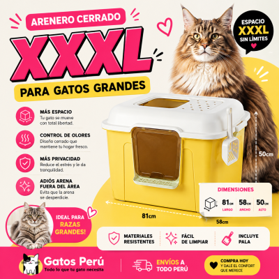 arenero cerrado xxxl para gatos grandes gatosperu.com Arenero cerrado XXXL para gatos grandes