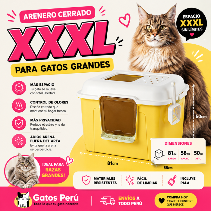Arenero cerrado XXXL para gatos grandes
