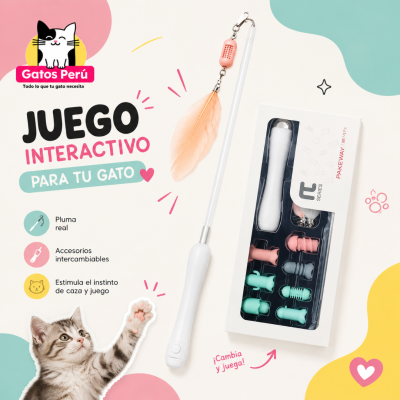 Juego Interactivo para Gatos Pakeway con Pluma Real, Láser
