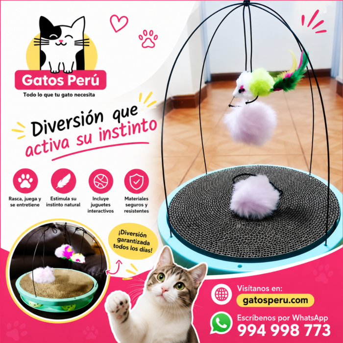 Juguete Interactivo para Gatos con Rascador y Plumas