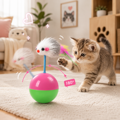 Pelota con plumas para gatos