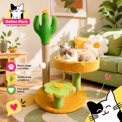 Rascador para Gatos Diseño Cactus y Flor peru Rascador para Gatos Diseño Cactus y Flor