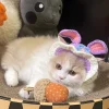 Gorro de conejo tejido para gato