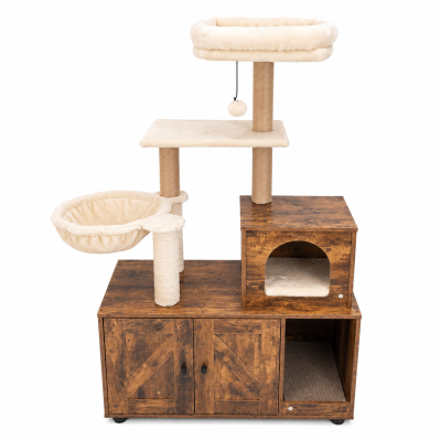 Torre para Gatos de Madera con Postes Sisal