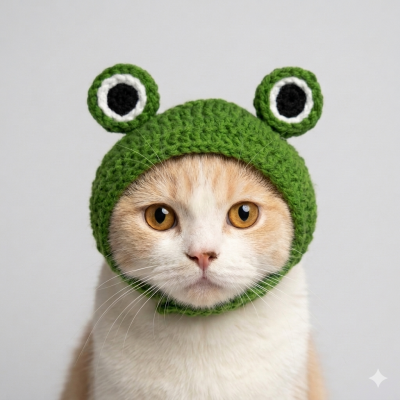 Gorro de rana para gato