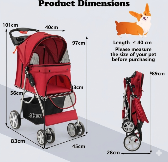 Cochecito Plegable para Gatos