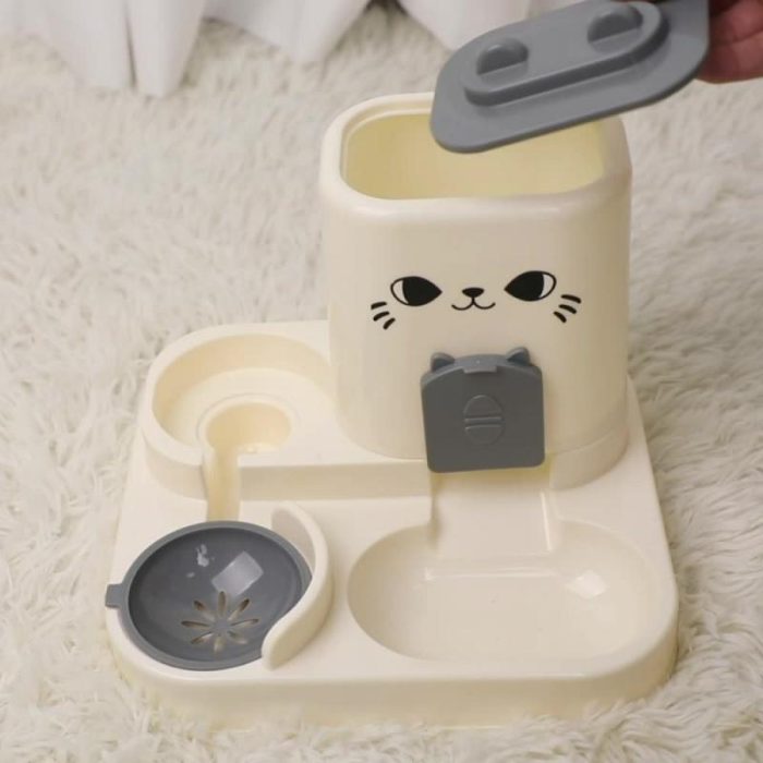 Dispensador Automático 2 en 1 para Gatos - Diseño Kawaii